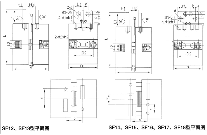 SF12~SF18風(fēng)冷平板散熱器平面圖